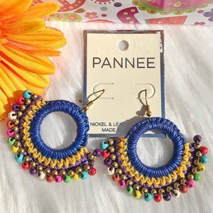 Boho Earrings Mixed Bead Goldtone Dangle Drops NWT